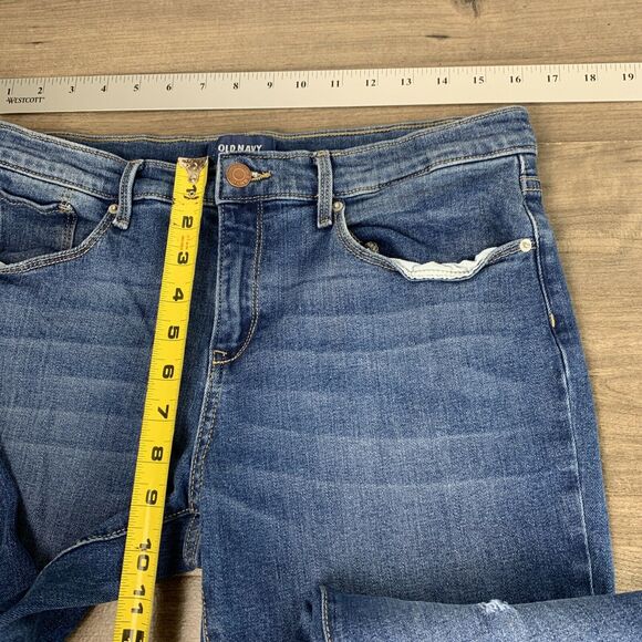 Old Navy Girls Bootcut Jeans Sz 14 Blue Distressed Stretch Adjustable Waist - Picture 3 of 8
